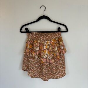 Sienna Sky Asymmetrical Floral Skirt - Orange and Pink